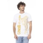 Logo Print Korte Mouw T-shirt Cavalli Class , Beige , Heren