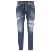 Versleten Blauwe Katoenen Mius Jeans Dondup , Blue , Heren