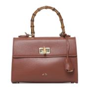 Bruine Leren Tas V73 , Brown , Dames