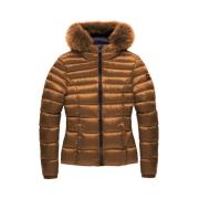 Gewatteerde jas met capuchon en bont RefrigiWear , Brown , Dames