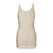 Rhinestone Mesh Mini Jurk Santa Brands , Beige , Dames