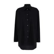 Zwarte Katoenen Oversized Shirt Plain Units , Black , Dames