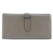 Pre-owned Leather wallets Hermès Vintage , Gray , Dames