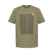 Groene Crew Neck T-Shirt met Logo Moncler , Green , Heren