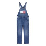 Jaren 90 Stijl Denim Tuinbroek Jurk Tommy Hilfiger , Blue , Heren