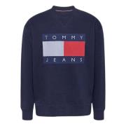 Blauwe Sweater met Vlag Badge Tommy Hilfiger , Blue , Heren