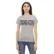 Korte Mouw Ronde Hals T-Shirt Trussardi , Gray , Dames