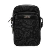 Stijlvolle Leren Tas Versace , Black , Heren