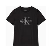 Korte Mouw Logo Voorkant Heren T-Shirt Calvin Klein Jeans , Black , He...