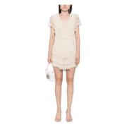 Geborduurde Kant Mini Jurk Loveshackfancy , Beige , Dames