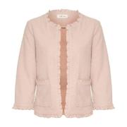 Rose Dust Cardigan met Ruches Cream , Pink , Dames