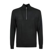 Zwarte Sweater High Performance Zip Mock Z Zegna , Black , Heren