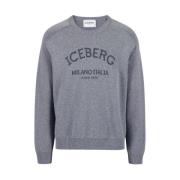 Logo Crew-neck Sweater Tailored Fit Iceberg , Gray , Heren