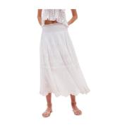 Maxi Rok met Eyelet en Bloemenborduursels Loveshackfancy , White , Dam...