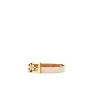 Beige Leren Riem met Gouden Gesp Elisabetta Franchi , Beige , Dames