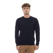 Ronde Hals Lange Mouw Sweater met Zak Alpha Studio , Blue , Heren