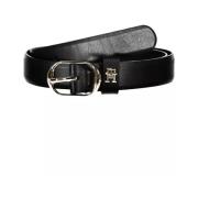 Zwarte Leren Riem met Metalen Gesp Tommy Hilfiger , Black , Dames