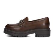 Bruine Leren Loafers voor Dames Nerogiardini , Brown , Dames