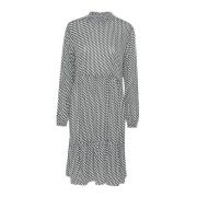 Jurk met Smock Hals en Golfprint Kaffe , Gray , Dames