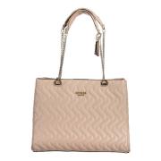 Roze Schoudertas met Kettinghandvatten Guess , Beige , Dames