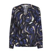 Abstract Grafisch Blousetop Kaffe , Multicolor , Dames