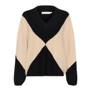 Intarsia Pullover Sweater Haze Melange/Black InWear , Black , Dames