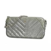 Pre-owned Leather chanel-bags Chanel Vintage , Gray , Dames