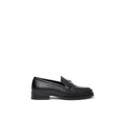 Leren damesloafers met metalen klem Nerogiardini , Black , Dames