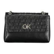 Zwarte Schoudertas met Kettinghandvatten Calvin Klein , Black , Dames