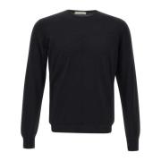 Merino Wol Crew Neck Trui Zwart Filippo De Laurentiis , Black , Heren