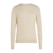 Katoen Zijde Mix Sweater Calvin Klein , Beige , Heren