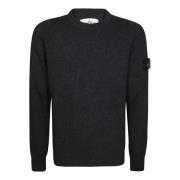 Lambswool Crew Neck Sweater Stone Island , Black , Heren