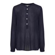 Midnight Marine Pofmouw Blouse Kaffe , Blue , Dames