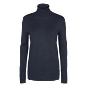 Rolkraag Gebreid Midnight Marine Kaffe , Blue , Dames