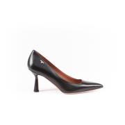 Tijdloze Lady Calf Pump met T Logo Testoni , Black , Dames