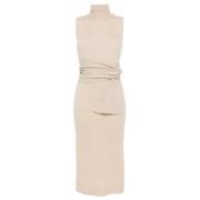 Oat Midi Jurk - Stijlvol en Elegant MM6 Maison Margiela , Beige , Dame...