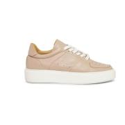 Retro Leren Sneaker Testoni , Pink , Dames