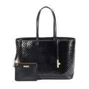 Gevlochten Leren Tote Tas Testoni , Black , Unisex