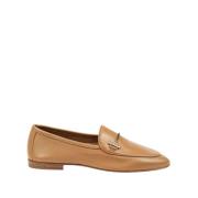 Napa Loafer met Persoonlijk Metalen Ornament Testoni , Beige , Dames