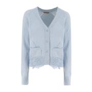 Bloemenapplicatie Vest Ermanno Scervino , Blue , Dames