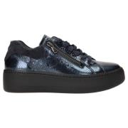 Metallic Blauwe Platform Sneaker Waldläufer , Blue , Dames