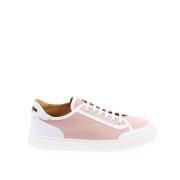 Gedrukt Canvas Suède Kalf Sneaker Testoni , Pink , Dames