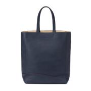 Grained Calf Tote Bag Deluxe Testoni , Blue , Unisex