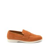 Minimalistische Loafer met Laser-Cut T Logo Testoni , Orange , Dames