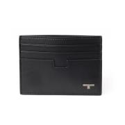 Mini Grained Calf Kaarthouder Testoni , Black , Unisex