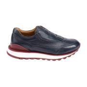 Sneaker van hertenleer met Lambrusco-zool Testoni , Blue , Heren