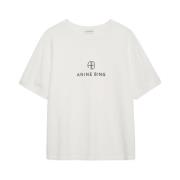 Retro Monogram Tee - Ivory Anine Bing , White , Dames