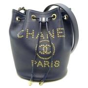 Pre-owned Leather chanel-bags Chanel Vintage , Blue , Dames