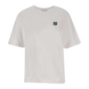 Witte Katoenen T-shirt met Fox Logo Maison Kitsuné , White , Dames