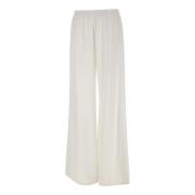 Witte Viscose Crepe Wijde Pijp Broek Fabiana Filippi , White , Dames